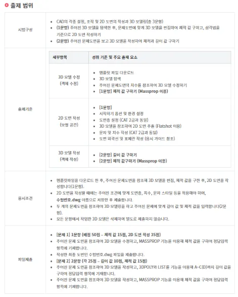 CAT 자격증 CAD 실무능력평가 자격증 1급 2급